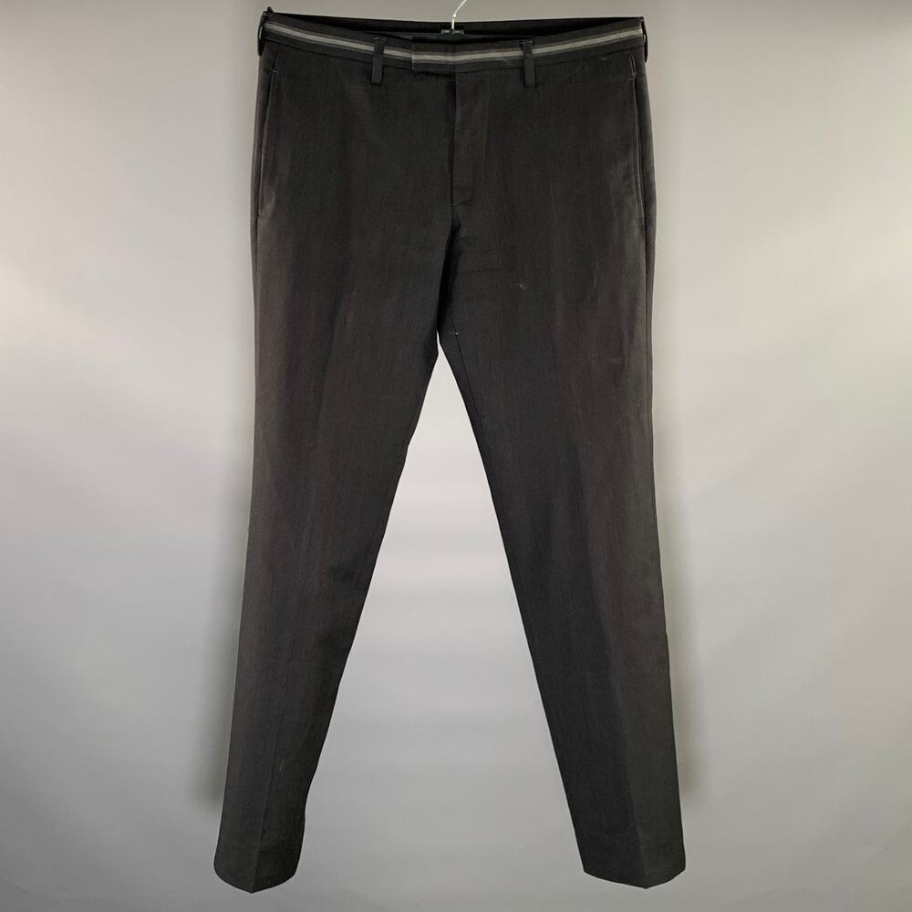 GUCCI Size 36 Black Grey Stripe Viscose Flat Front Dress Pants